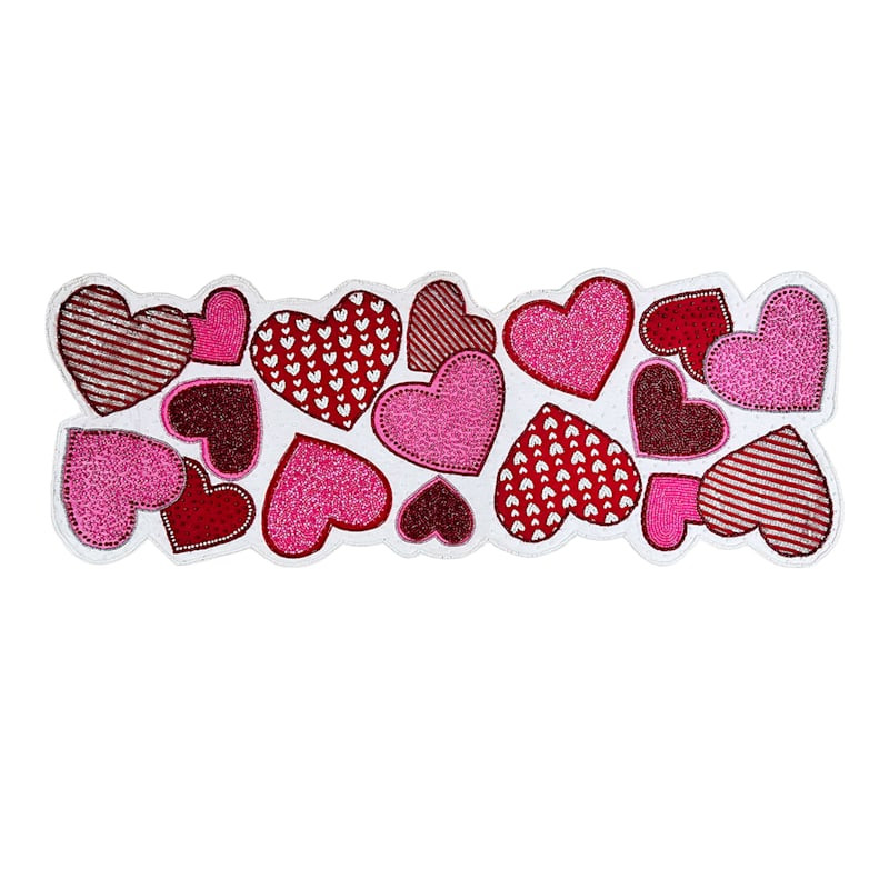 Semi Beaded Tossed Heart Runner | At Home