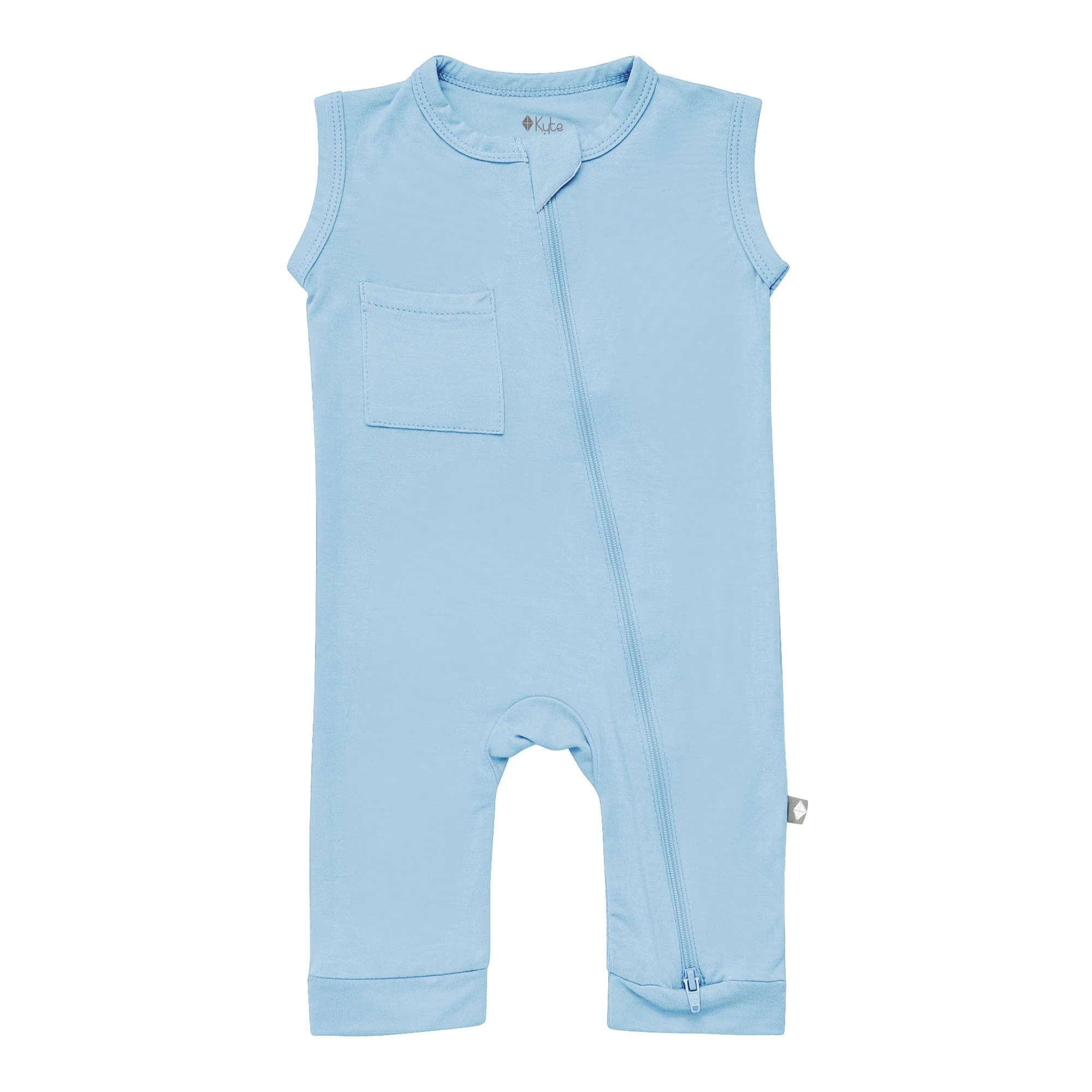 Zipper Sleeveless Romper in Stream | Kyte BABY