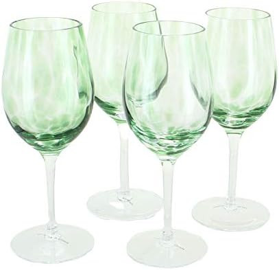 Blue Rose Polish Pottery Green Confetti Wine Glass Set | Amazon (US)