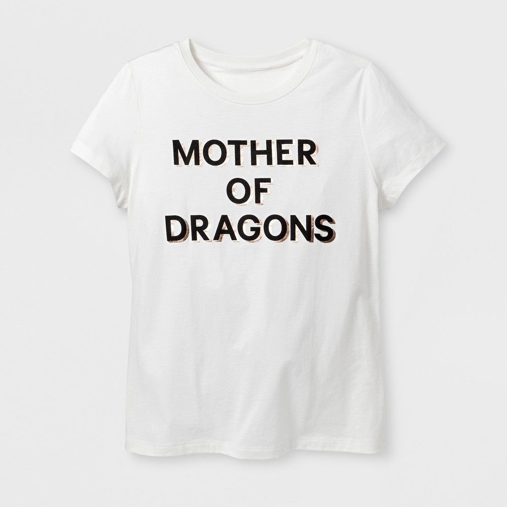 Women's Short Sleeve 'Mother of Dragons' Graphic T-Shirt - Almond Cream S, Yellow | Target