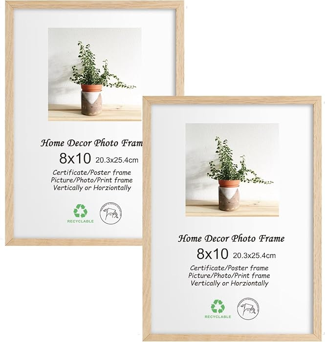 LYYYXGYP 8x10 OAK Wood Picture Frame 2 Pack Wooden Photo Frame Natural Solid Wood Beige Frame wit... | Amazon (US)