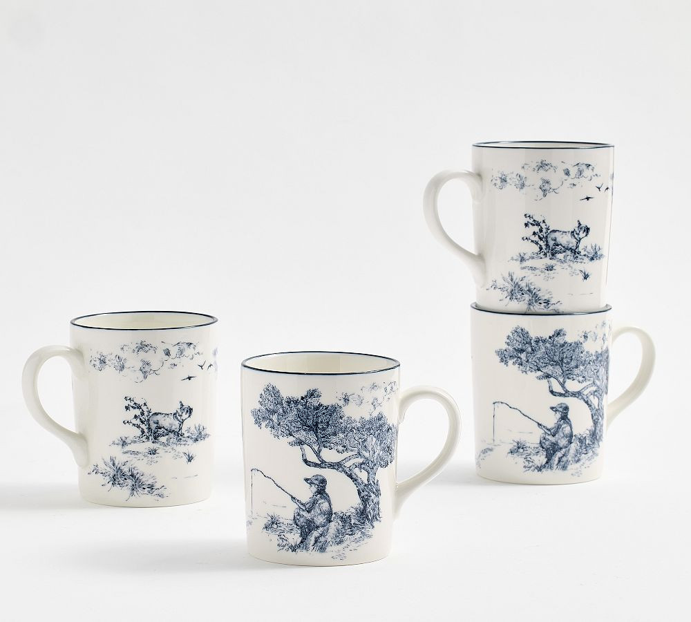 Brandon Maxwell Groveland Toile Oversized Mugs - Set of 4 | Pottery Barn (US)