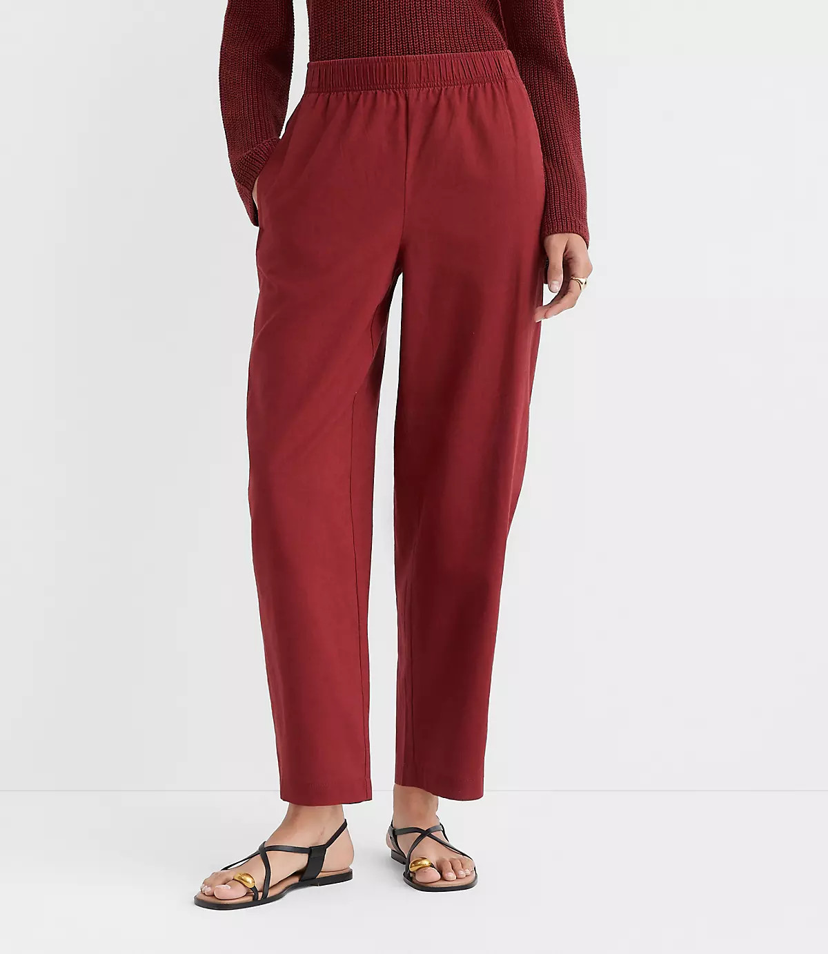 Pull On Barrel Pants in Linen Cotton | LOFT