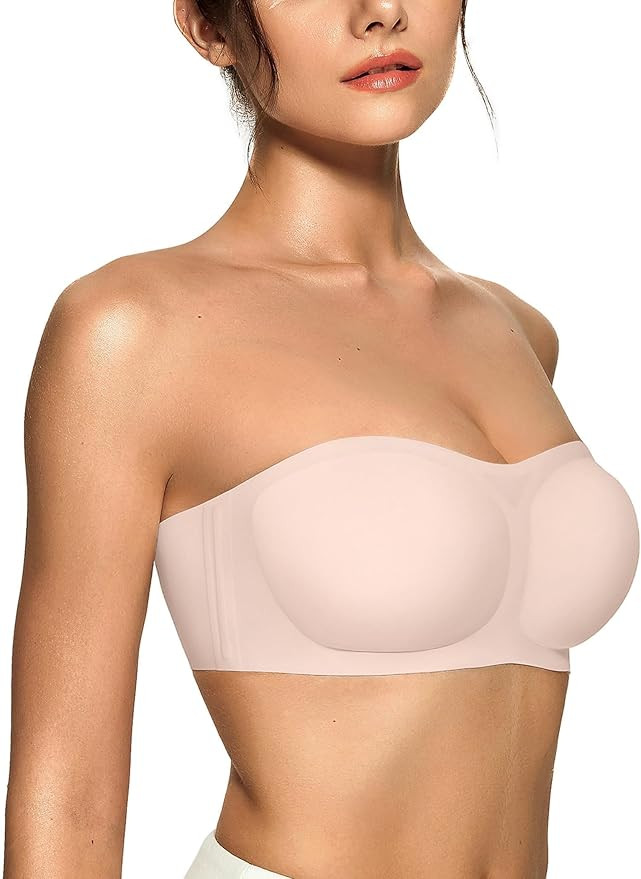 OEAK Womens Strapless Bras Jelly Push Up Bandeau Bra Non Slip Wireless Supportive Padded Bras Sea... | Amazon (US)