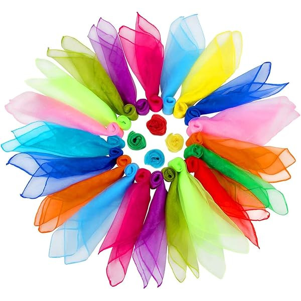 NASUM Dance Scarves, 20 Pieces Square Juggling Silk Dance Scarves Movement Scarves Magic Tricks P... | Amazon (US)
