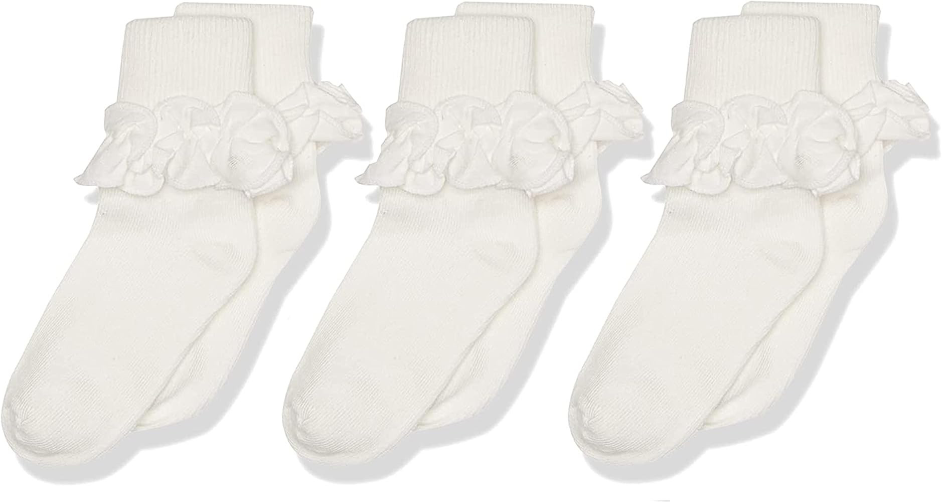 Jefferies Socks Girls 2-6X Misty Ruffle Turn Cuff 3 Pair Pack Socks | Amazon (US)