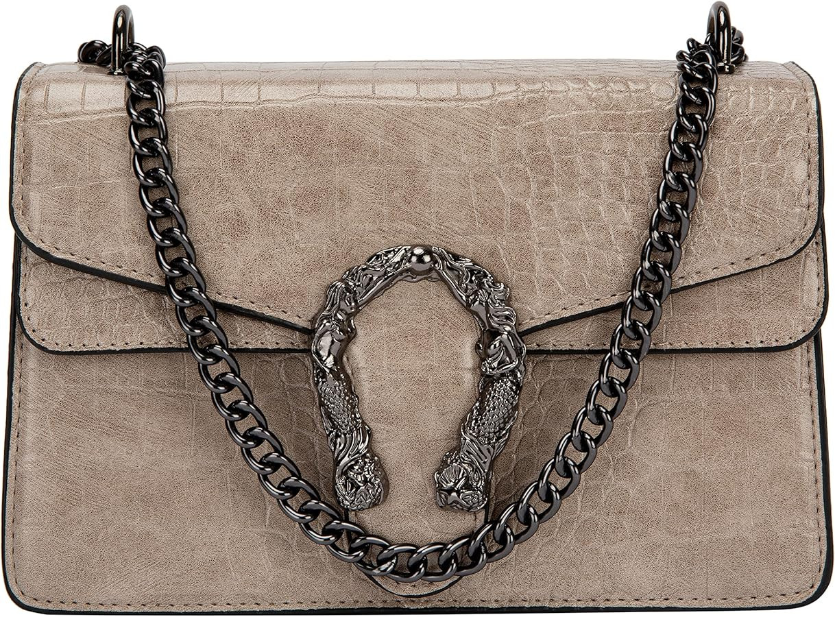 Aiqudou Crossbody Bag and Satchel Purse for Women - Fashion Snake Print Chain Purse Luxury PU Lea... | Amazon (US)