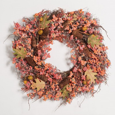 Faux 26" Berry, Acorn, Pine Cone & Oak Leaf Wreath - Multicolored - Safavieh | Target