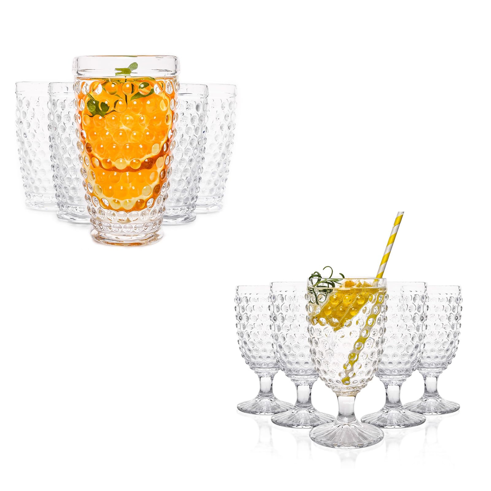 G Hobnail Glassware Old Fashioned Iced Beverage Drinking Glasses And Hobnail Vintage Water Goblet... | Amazon (US)