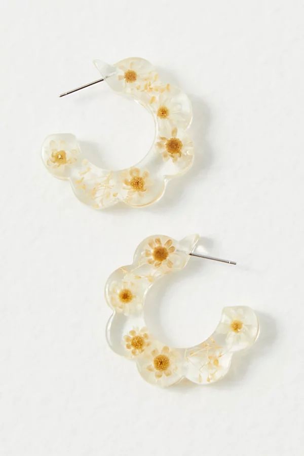Twisted Pressed Flower Hoops by Free People, Daisy, One Size | Free People (Global - UK&FR Excluded)