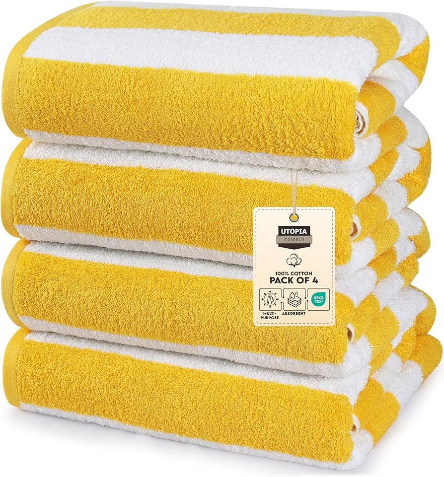 Utopia Towels 4 Pack Cabana Stripe Beach Towel, 30 by 60 Inches, Oversized 100% Ring Spun Cotton ... | Amazon (US)