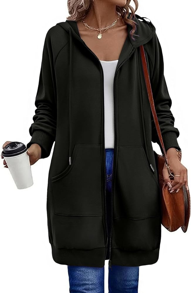 Zeagoo Women's Zip Up Hoodies Long Sleeve Long Tunic Sweatshirts Oversized Fleece Casual 2026 Fal... | Amazon (US)