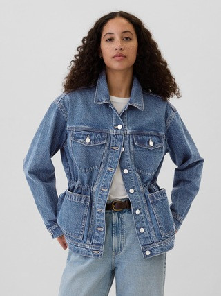 Oversized Cinched-Waist Denim Jacket | Gap Factory