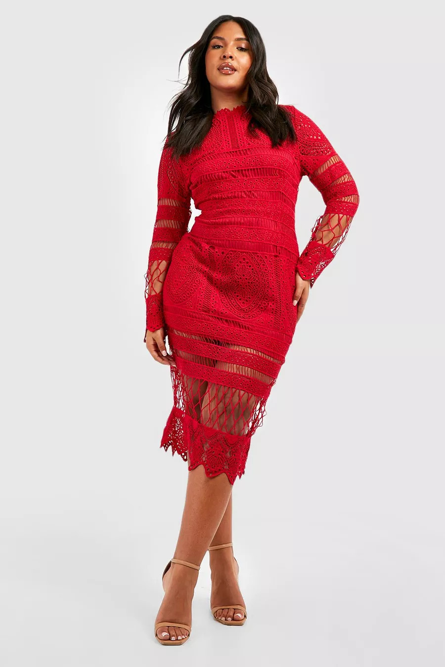 Plus Lace Panelled Midi Dress | Boohoo.com (US & CA)