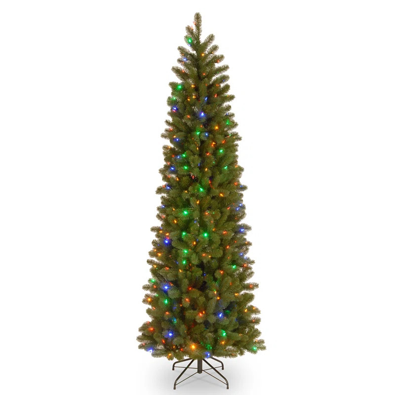 6.5' Slender Green Realistic Artificial Fir Christmas Tree with 300 LED Colour Changing/Combinati... | Wayfair North America