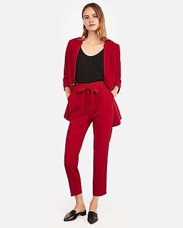 Red Sash Tie Ankle Pant Suit | Express