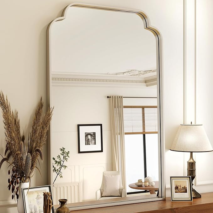 30" x 48" Silver Arch Bathroom Mirror, Wall Mounted Vanity Mirror with Metal Frame, Modern Decora... | Amazon (US)