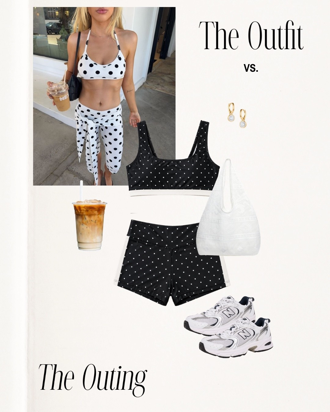 Coffee run or Pilates— you tell me!!🤸‍♀️🩰 

Workout outfit inspo, Amazon finds, tote bag, polka dot, matching set, Alo, aritzia, sneakers, new balance, summer finds, summer matching set