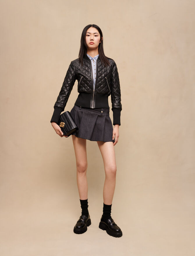 122BIMAT Blouson court en cuir | Maje EU