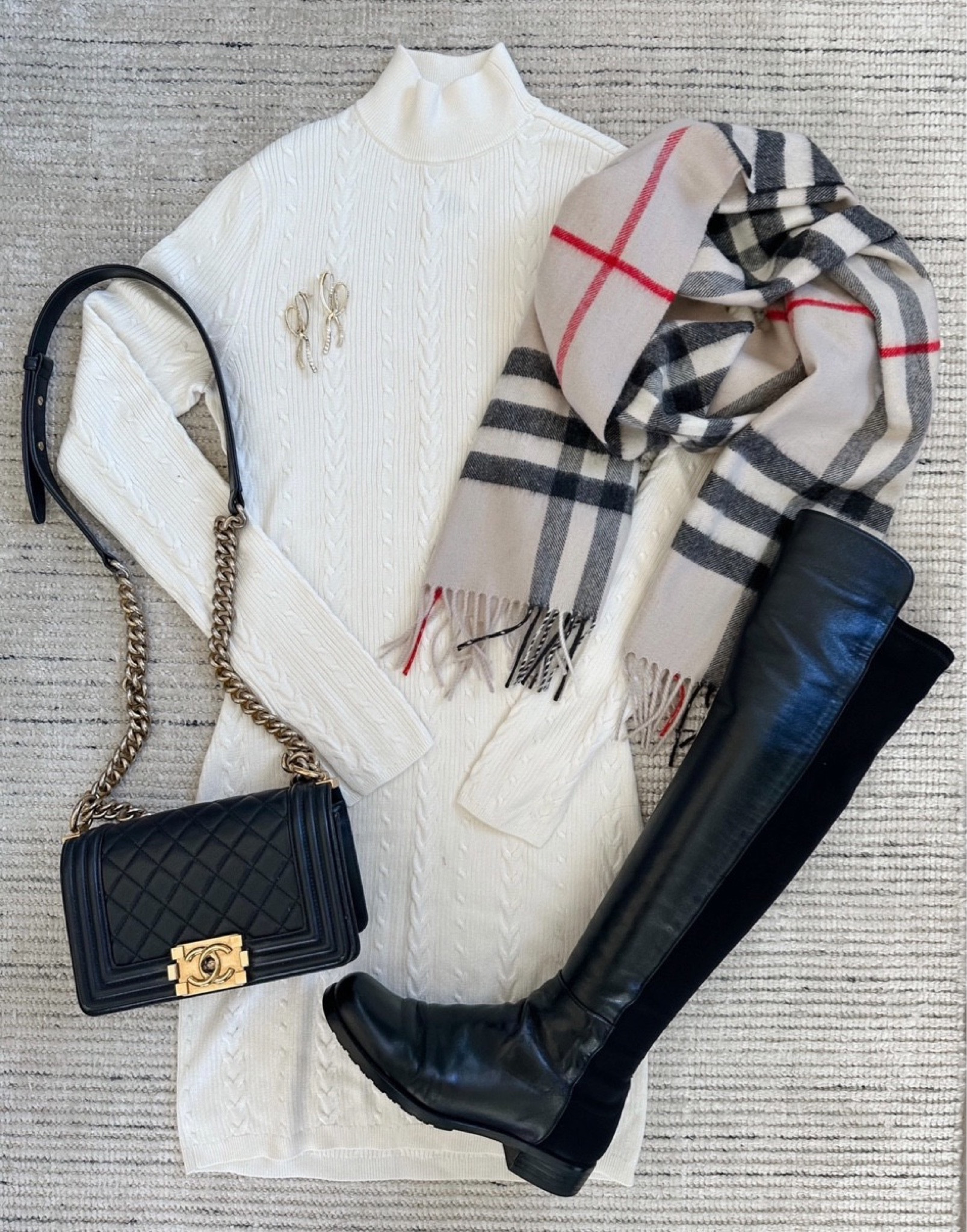 Winter outfit for the colder days! Including my favorite mockneck sweater dress that is on sale for 40% off with an extra 15% off at checkout! Paired with black purse, black boots and scarf for added warmth. Could add cashmere tights to this outfit to keep you extra warm! 

#LTKSeasonal #LTKstyletip #LTKsalealert