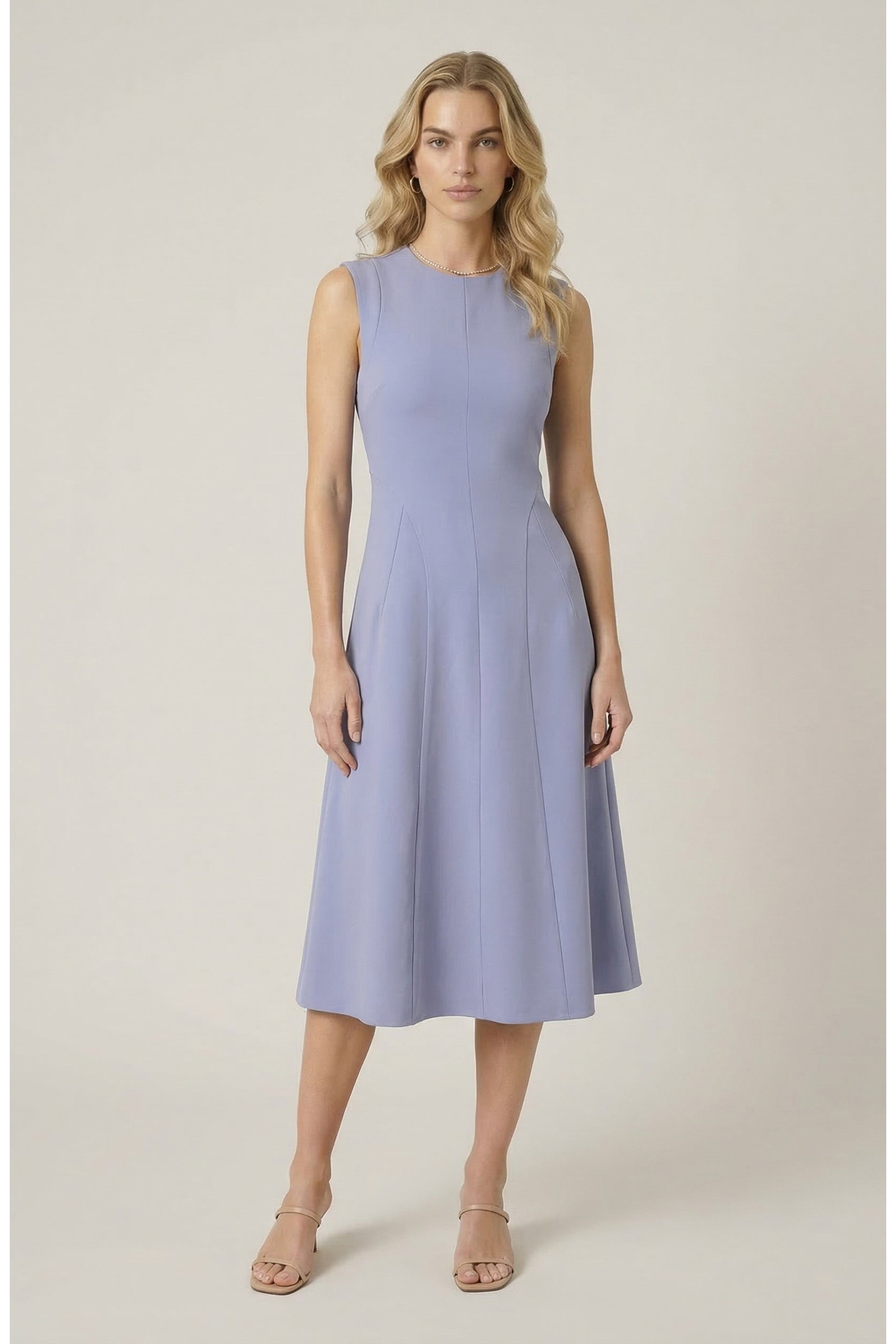 Structured Seaming Flared Skirt Sleeveless Midi Dress (Women) | Nordstrom | Nordstrom