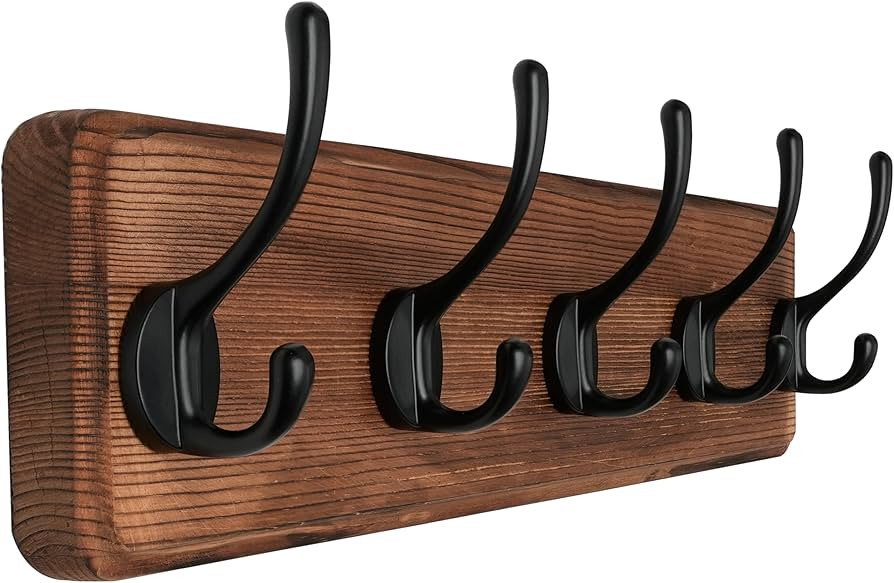 SKOLOO Rustic Wall Mounted Coat Rack with 16 Inch Mounting Hole Distance, Pine Solid Wood Coat Ho... | Amazon (US)