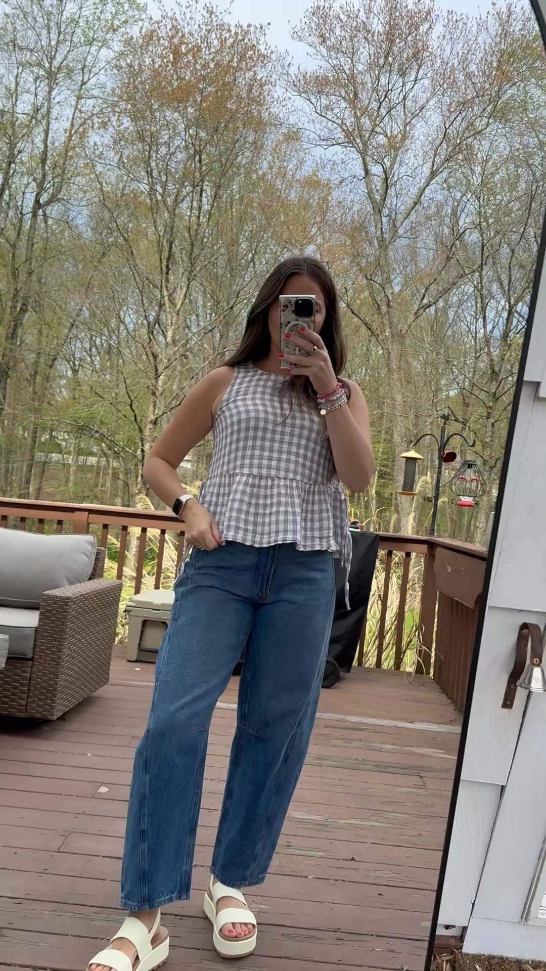 50% off everything at loft! 
Size small in top 
& size 27 in jeans