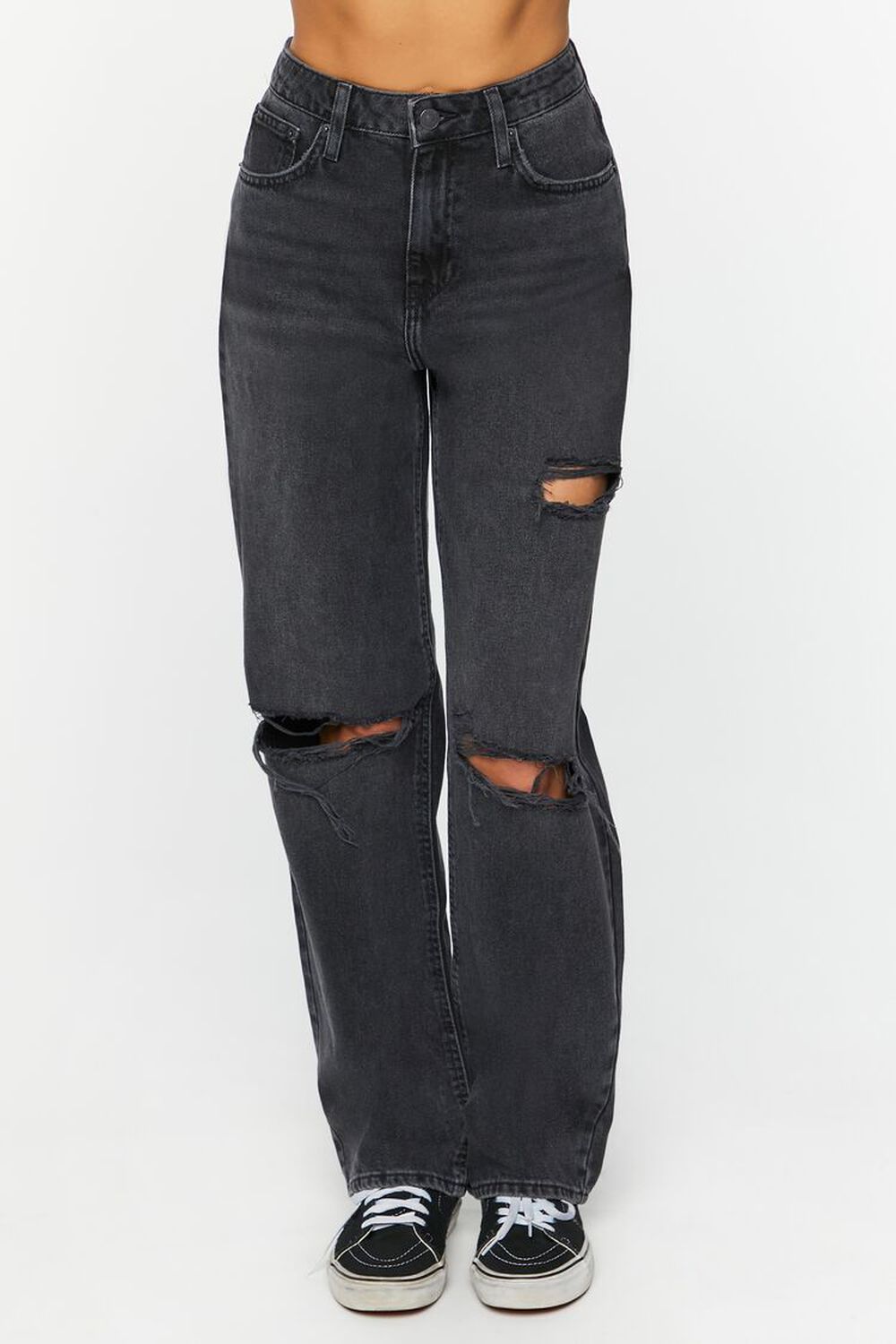 90s-Fit Destroyed High-Rise Jeans | Forever 21 (US)