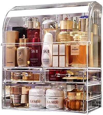 MOOCHI Professional Large Cosmetic Makeup Organizer Dust Water Proof Cosmetics Storage Display Ca... | Amazon (US)