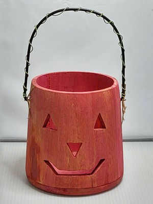 Jack-O-Lantern Mini Wood Bucket Pail Rustic Farmhouse Candy Votive 5" Halloween  | eBay | eBay US