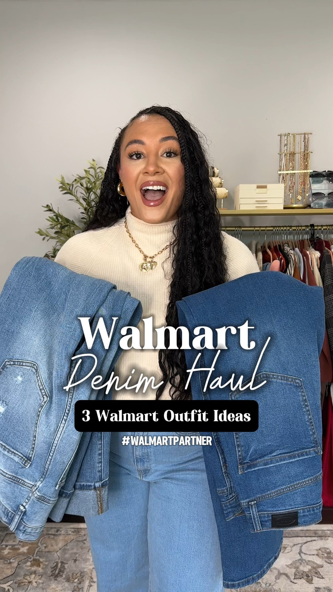 #WalmartPartner @Walmartfashion new fall arrivals you don’t want to miss! I am 5”4 around 165lb for sizing reference. 1st outfit size large sweater and 10 jeans, 2nd look size large sweater and 10 jeans and last look size large sweater and 12 jeans  #walmartfashion #WalmartDenim #WalmartFallFashion 