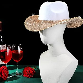 Hercicy Rhinestone Cowgirl Hat with Diamond Fringe Bling Cowgirl Hat with Western Wide for Cospla... | Amazon (US)