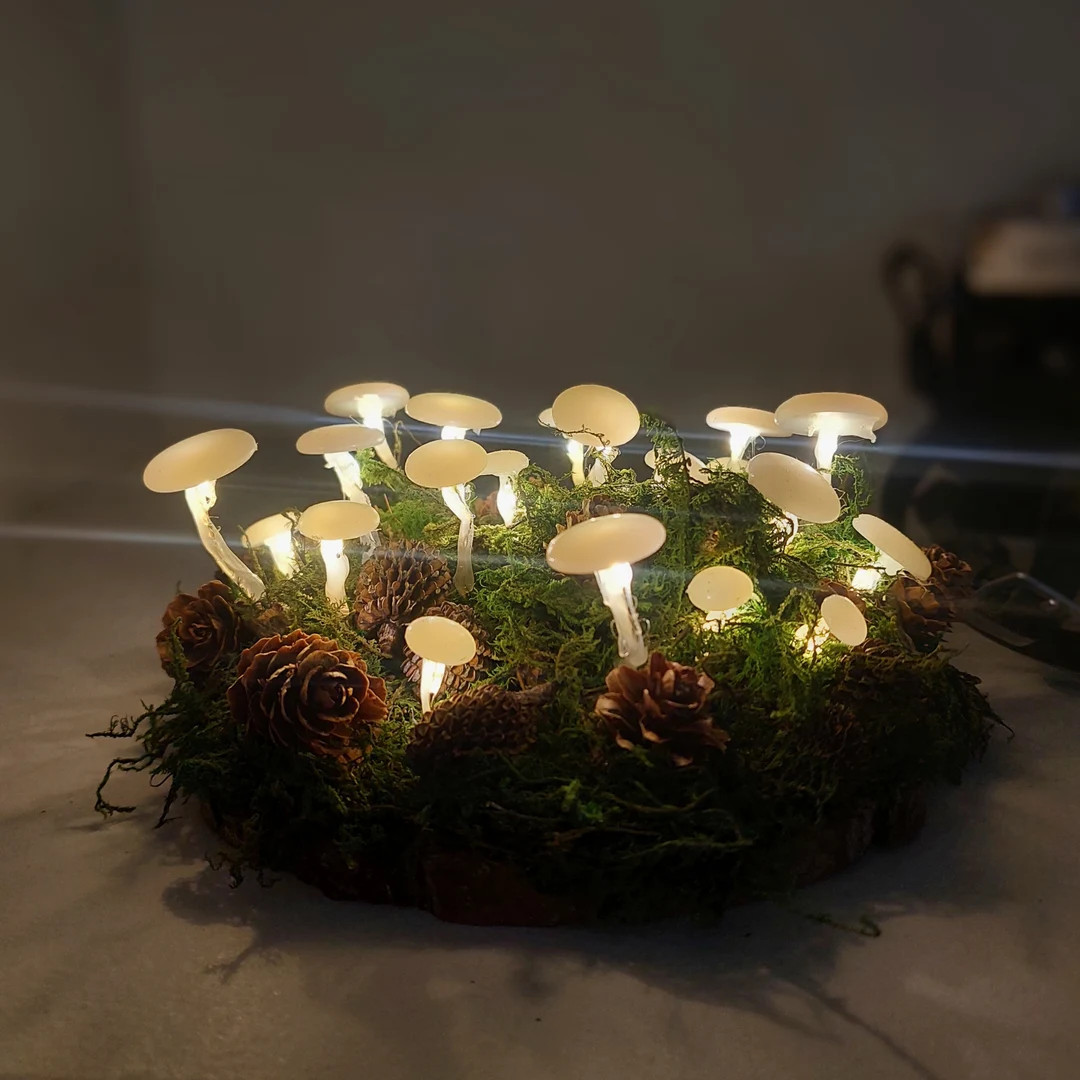 Enchanting Mushroom Moss and Pine Cone Forest Floor Night Light Handmade Woodland Decor Unique Gi... | Etsy (US)