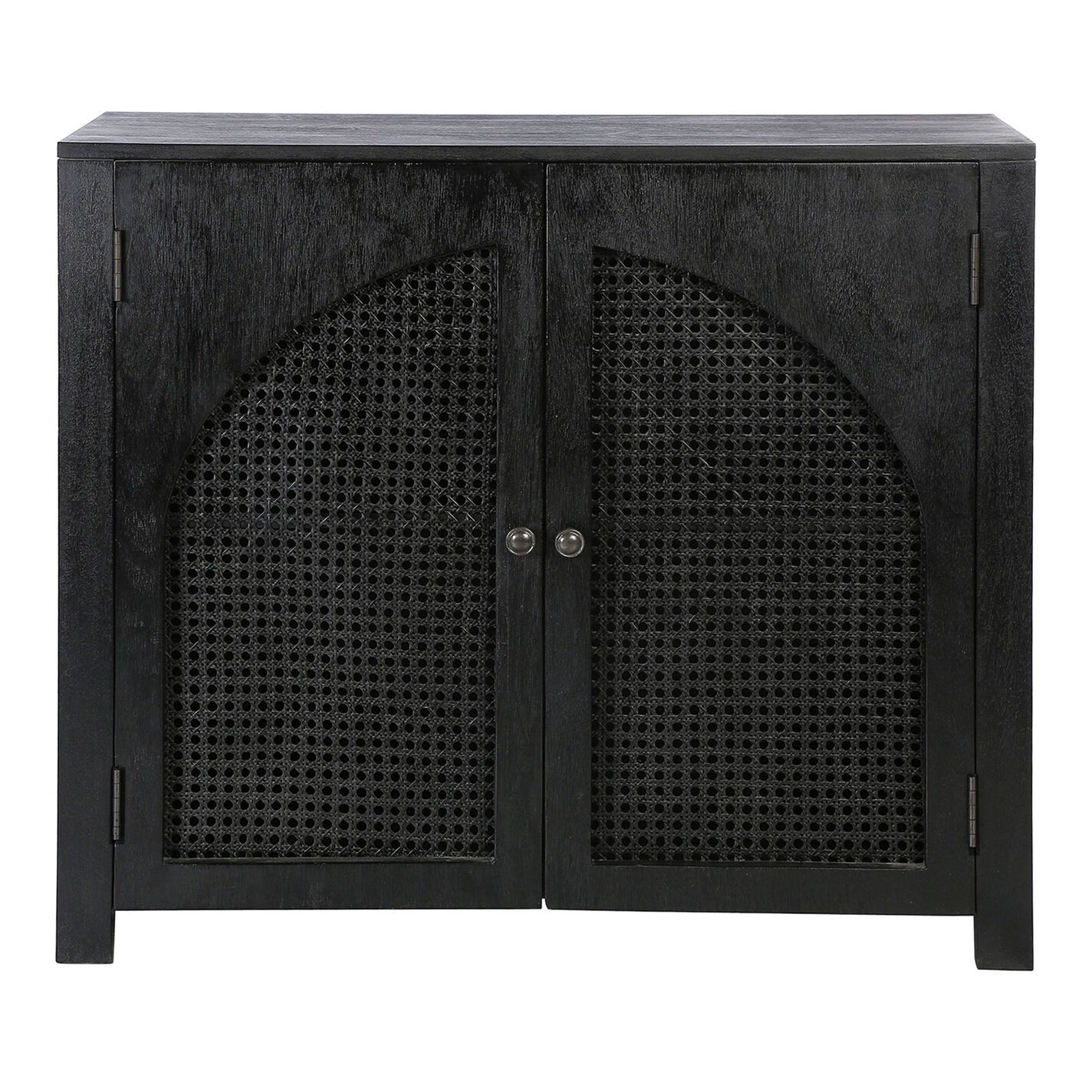 Seymour Wood and Rattan Cane Arched Door Storage Cabinet | World Market
