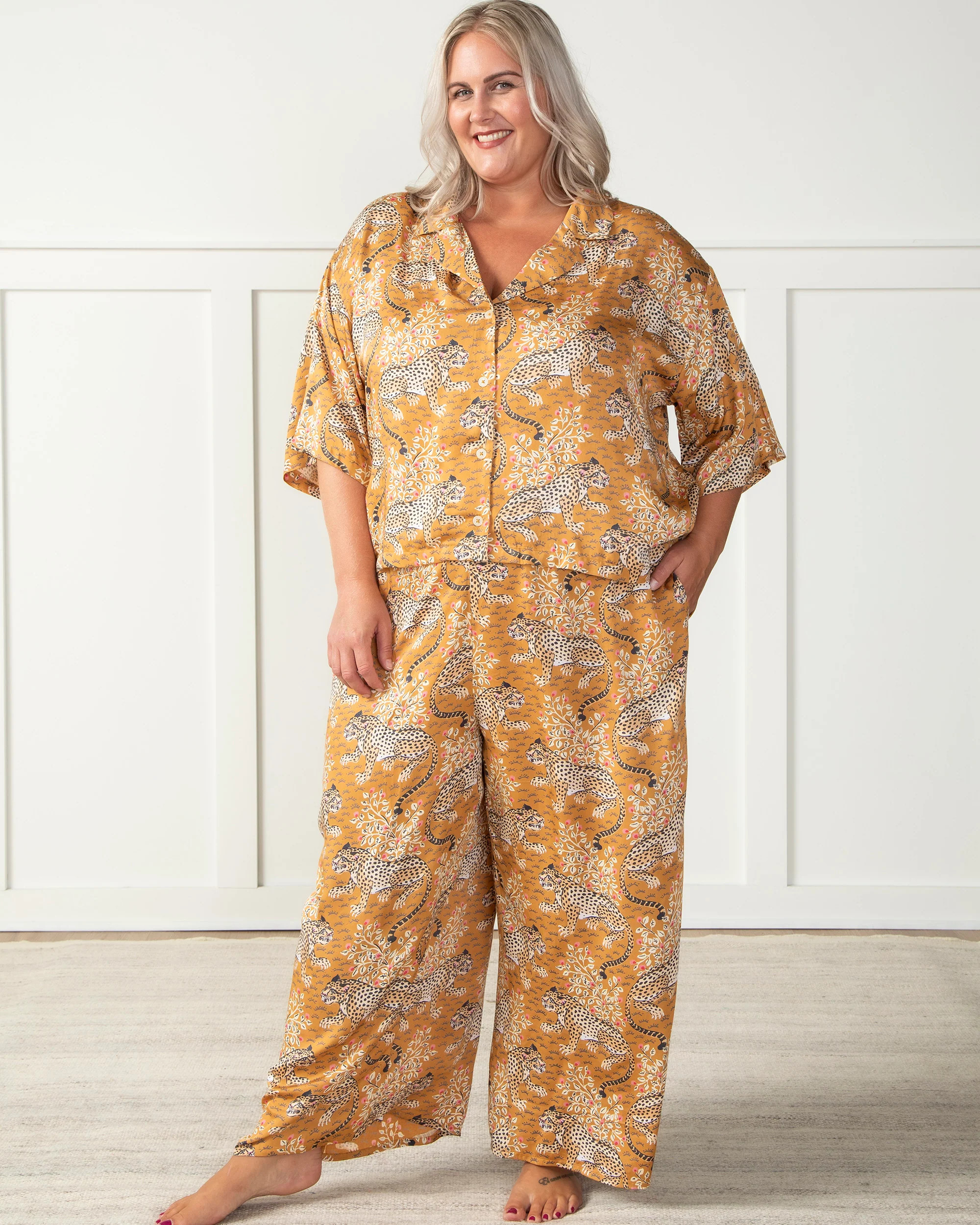 Bagheera - Petite Satin Wildest Dreams Pajama Set - Tobacco | Printfresh