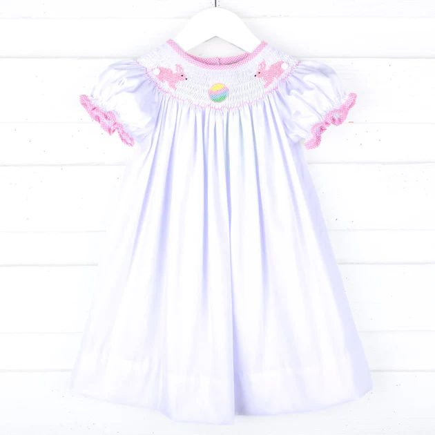 Bunny Hop White Smocked Bishop Dress | Classic Whimsy