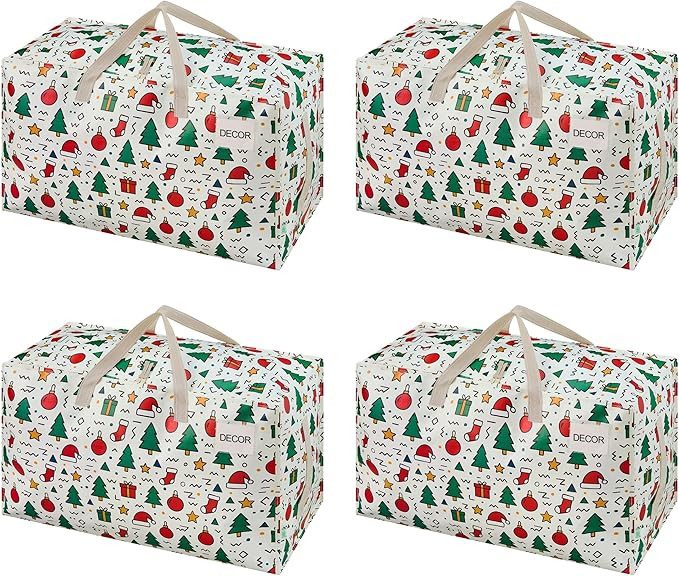 VENO 4 Pack Moving Bags and Large Christmas Decoration Storage Bins with lids. Alternative to Mov... | Amazon (US)