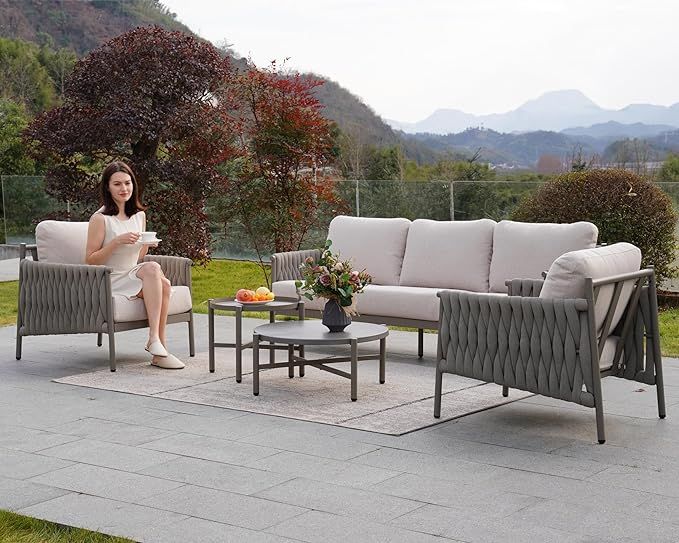 Grand patio 5-Piece Patio Furniture Set, Outdoor Conversation Couch Set with 6-in Thick Cushions,... | Amazon (US)