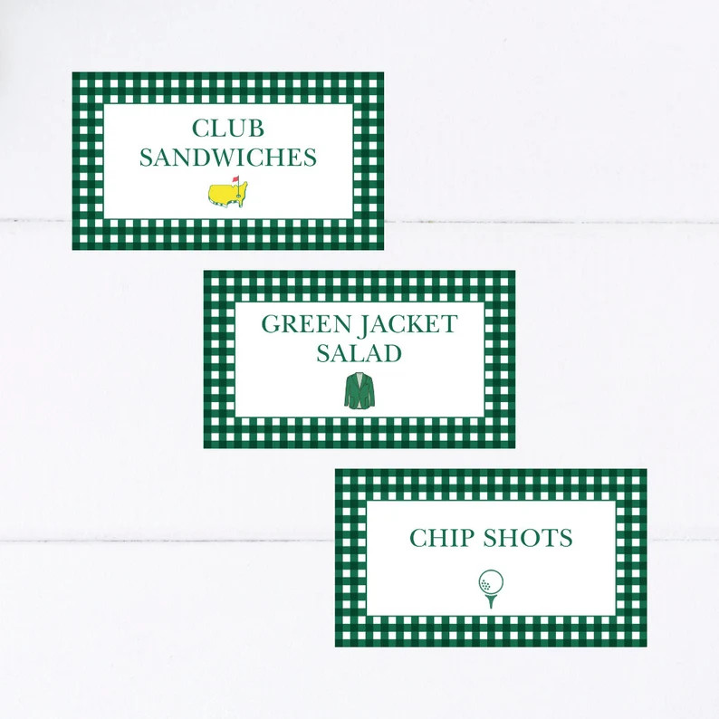 Dark Green Gingham Golf Buffet Card, Food Tent Place Card, Mastered First Year, Golf Birthday, Le... | Etsy (US)