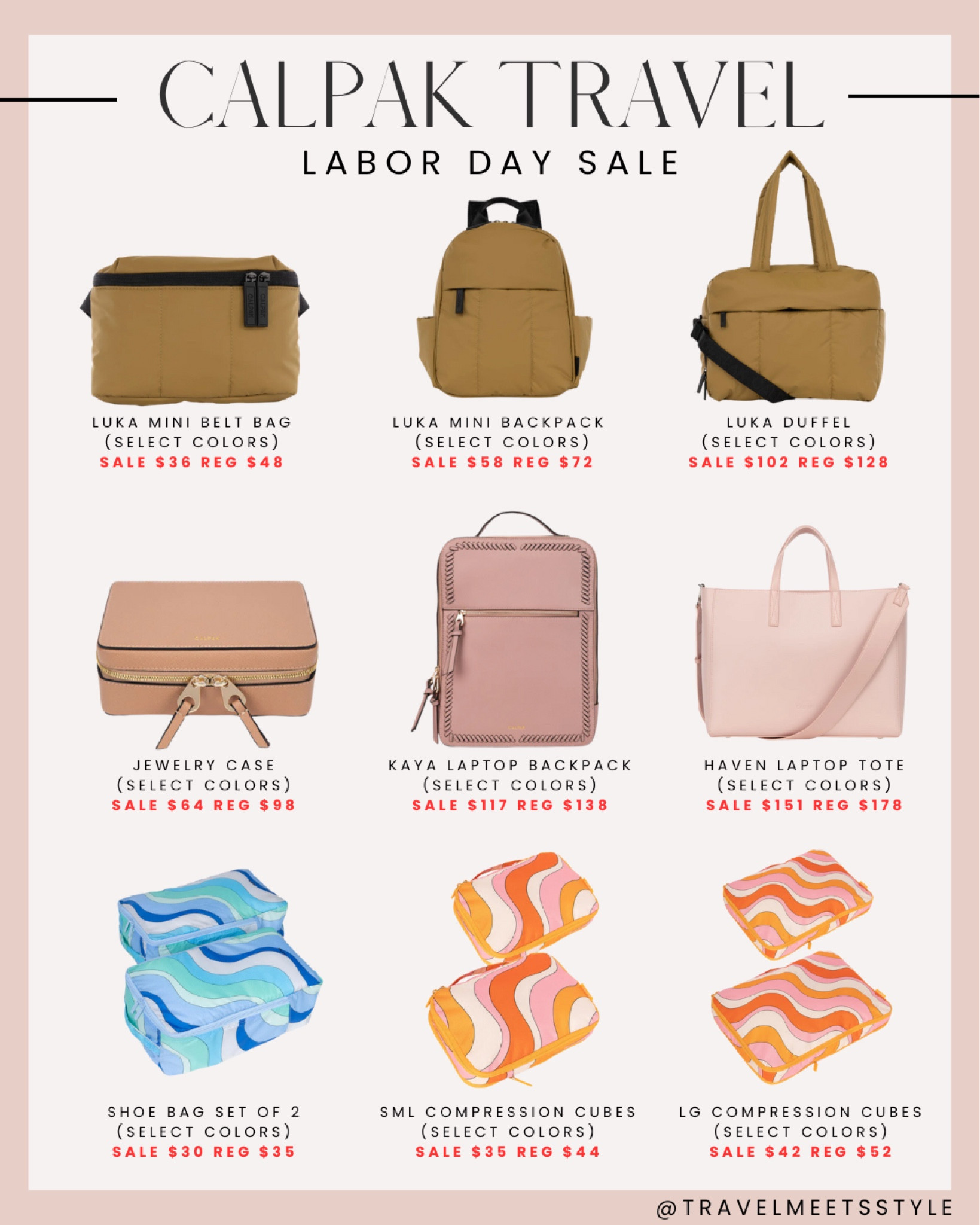 CALPAK travel essentials on sale for Labor day weekend! 



Belt bag, midi backpack, duffel bag, jewelry case, laptop backpack, travel tote bag, shoe bag, compression packing cubes, travel accessories, travel bag, packing organizer, travel organization

#LTKSale #LTKsalealert #LTKtravel