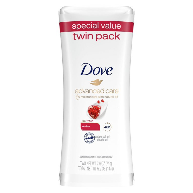 Dove Advanced Care Long Lasting Antiperspirant Deodorant Stick Twin Pack, Revive, 2.6 oz | Walmart (US)