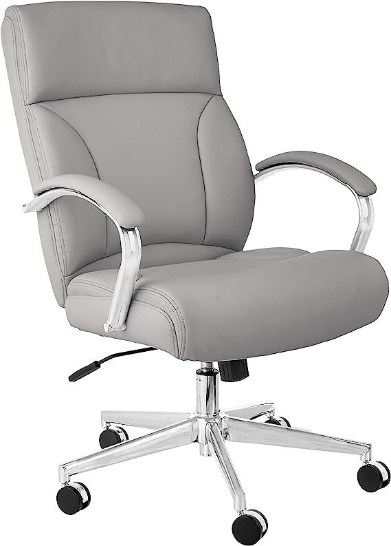Amazon Basics Modern Executive Chair, 275lb Capacity with Oversized Seat Cushion, Grey Bonded Lea... | Amazon (US)