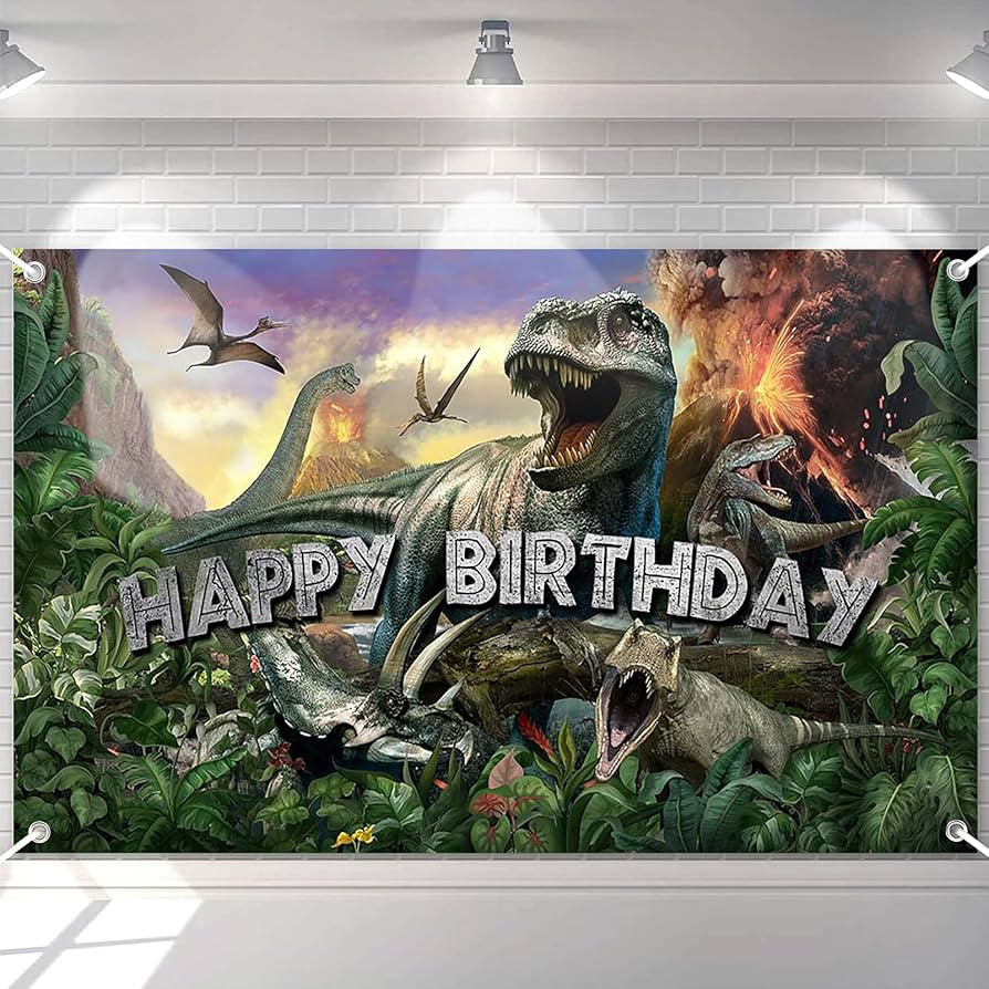 Avezano Dinosaur Birthday Backdrop Jurassic Dinosaur Theme Happy Birthday Banner Jurassic Jungle ... | Amazon (US)