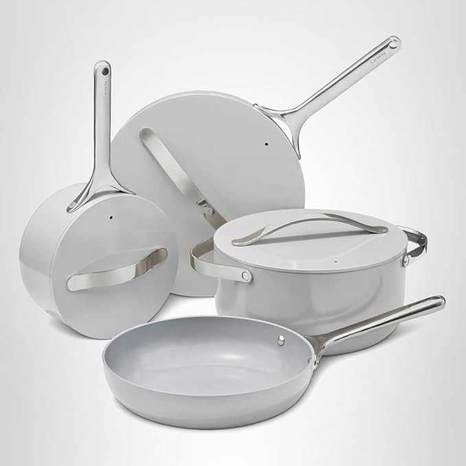 Caraway Non-stick Ceramic Cookware Set (12 Piece) Pots, Pans, Lids and Kitchen Storage - PFAS & P... | Amazon (US)