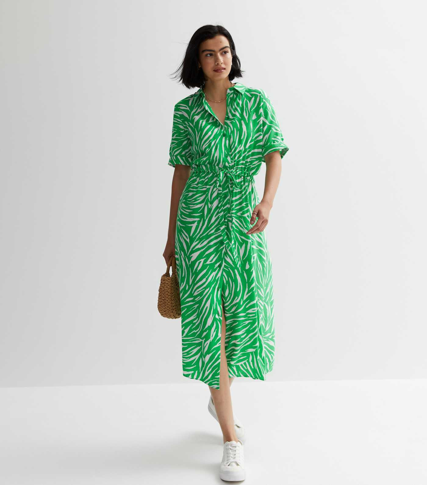 Green Zebra Print Belted Midi Shirt Dress
						
						Add to Saved Items
						Remove from Saved... | New Look (UK)