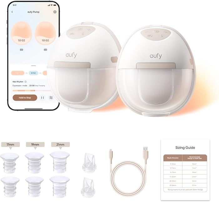 eufy Security Heated Breast Pump Hands-Free E20, Wearable with Innovative HeatFlow, 3 Heat Levels... | Amazon (US)