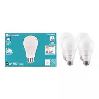 60-Watt Equivalent A19 Dimmable LED Light Bulb with Selectable Color Temperature (4-Pack) | The Home Depot