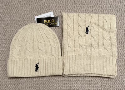 Ralph Lauren Cable Knit Hat And Scarf Set One Size | eBay UK