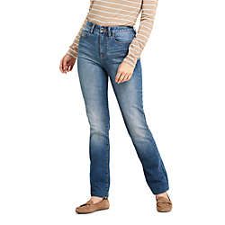 Women's Curvy Mid Rise Straight Leg Jeans - Blue | Lands' End (US)