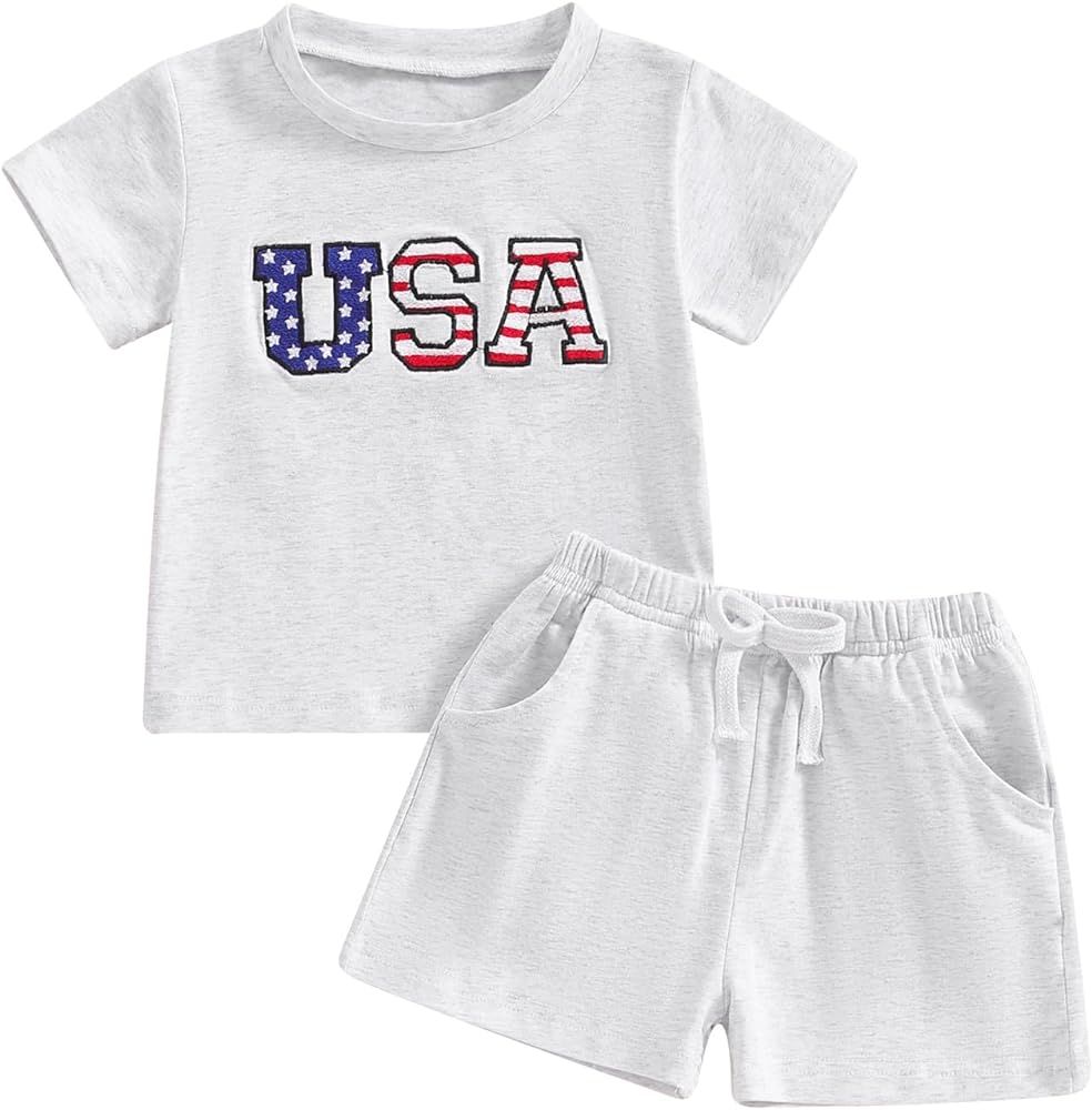 Infant Baby Boy Girl Clothes Set Mama's Boy/Girl Short Sleeve T Shirt Tops Cotton Shorts 2Pcs Sum... | Amazon (US)